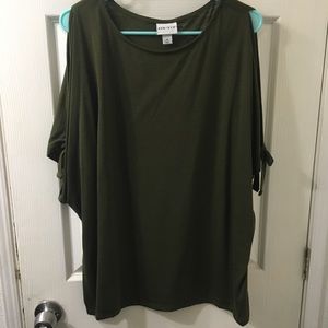 Olive cold shoulder blouse